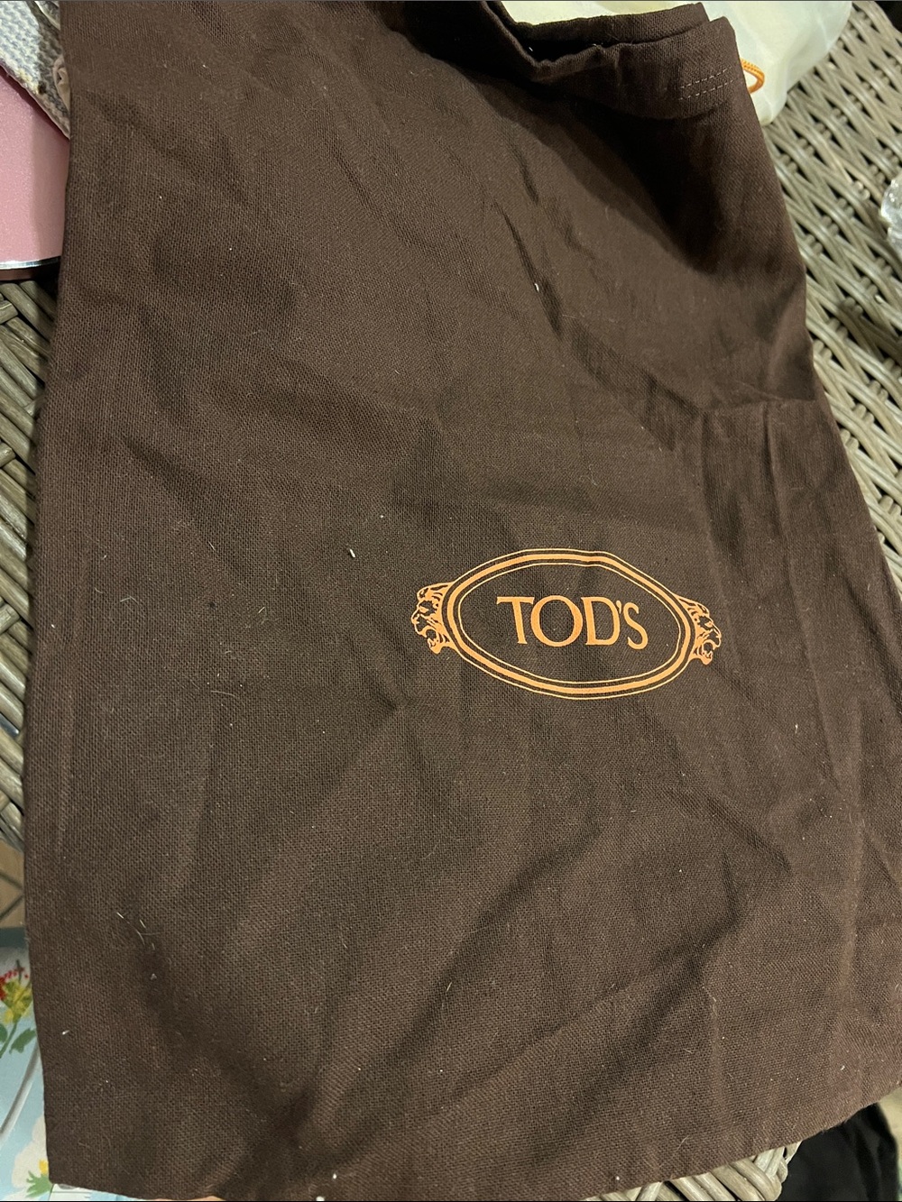 Tod's Brown and Orange Logo Dust Bag